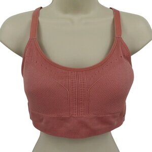 RBX Women Medium Pink Ribbed Wireless Sports Bra Racerback Lined Removable Pads